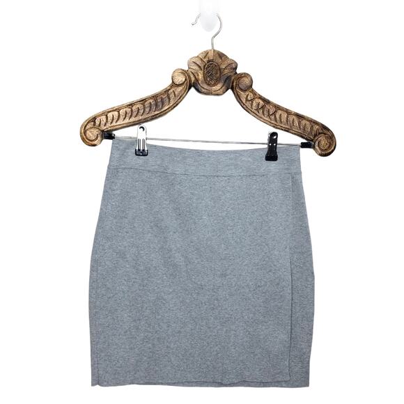 BCBGeneration Skirt Faux Wrap Cotton Knit Mini Light Grey Bodycon Pull On Medium - Picture 6 of 6